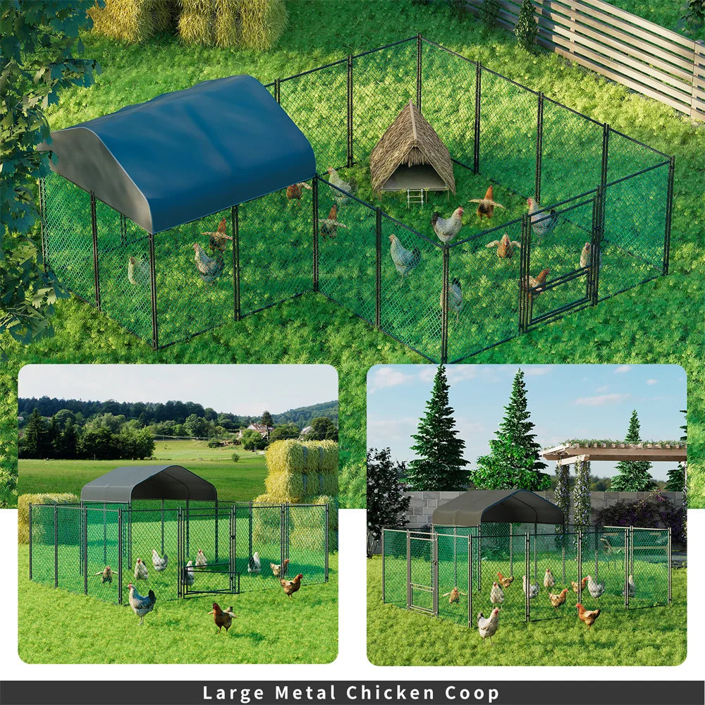 BORWART Walk In Chicken Run Coop With Waterproof UV Cover