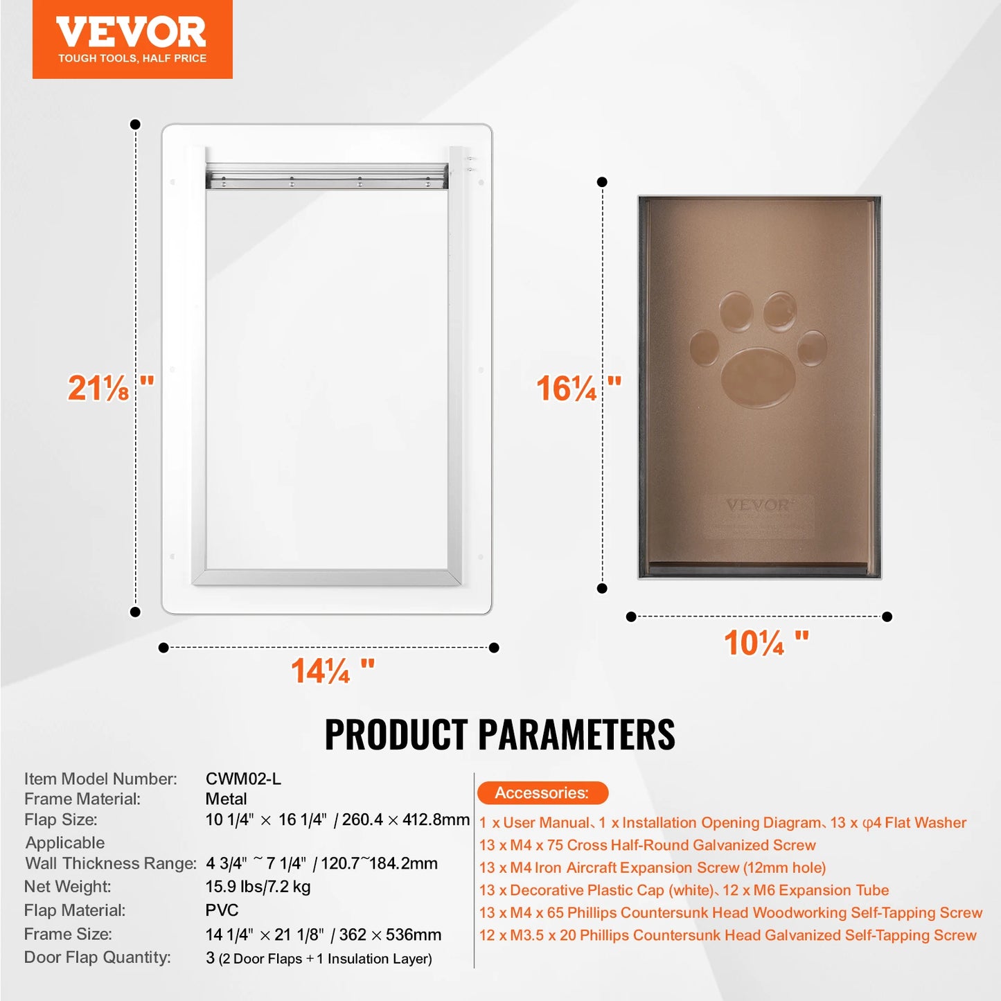 Dog Door Weatherproof Metal Frame Pet Door With 3 Flaps