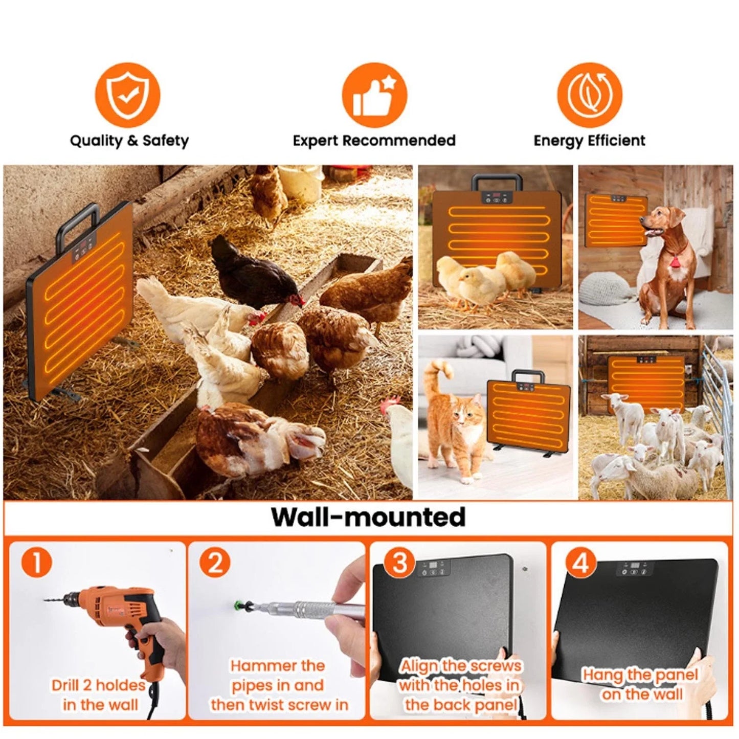 High Concerned Chicken Coop Heater Thermostatic Panel Adjustable Temperature