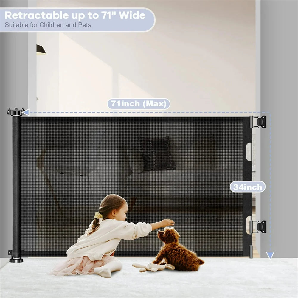 Hign-concerned Retractable Baby Gate No Drill for Stairs