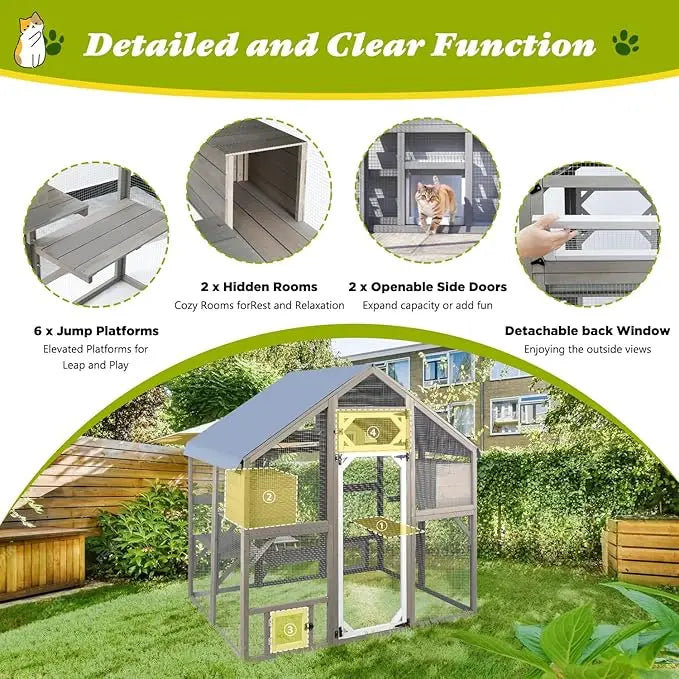 PetsCosset Durable Cat Enclosure Catio With Bridges
