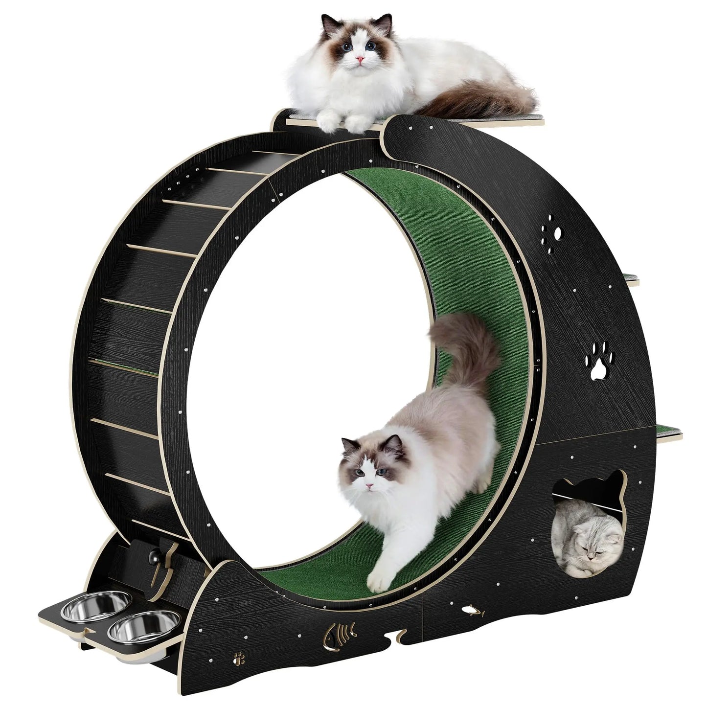 HiMISS 6 In 1 Cat Treadmill With Quiet Exercise Wheel