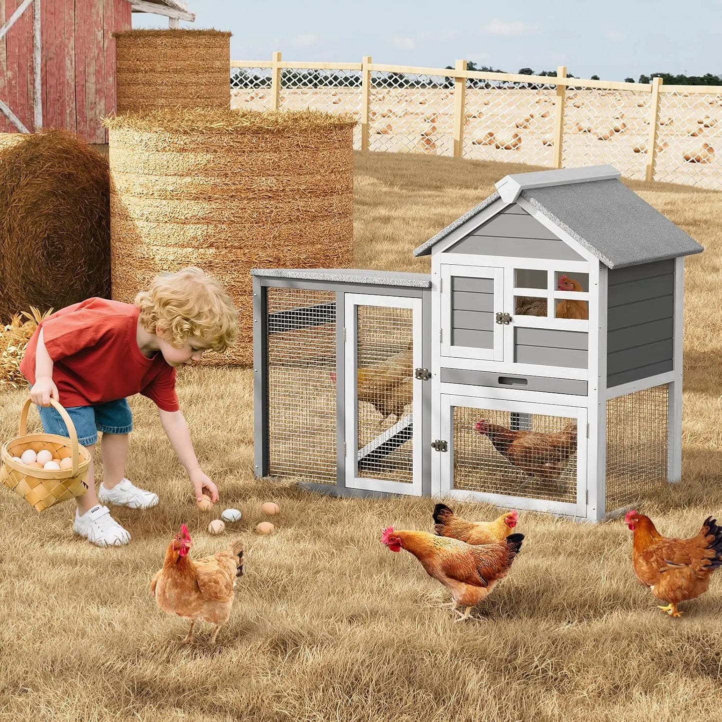 DishyKooker Rabbit Hutch Indoor Outdoor 2 Story Cage With Ramp