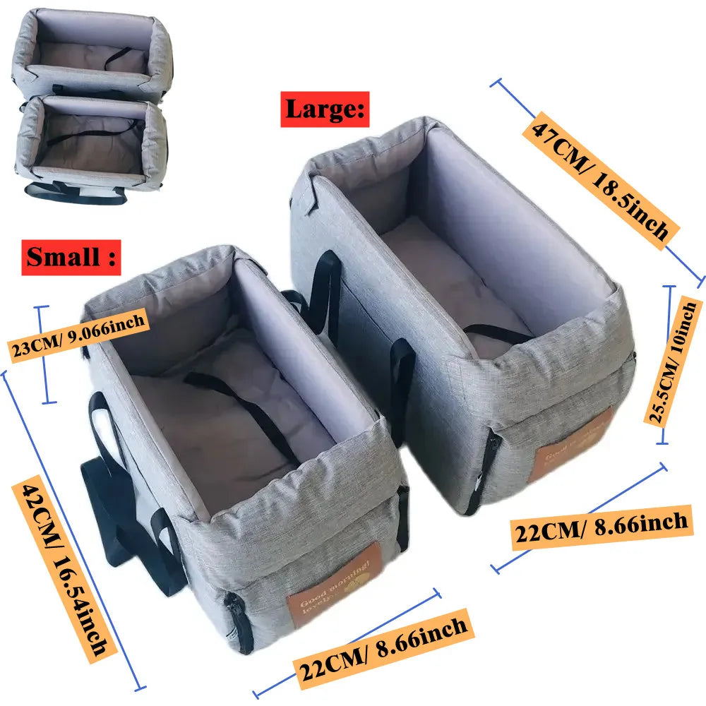 Portable Console Booster Car Seat for Small Dogs and Cats