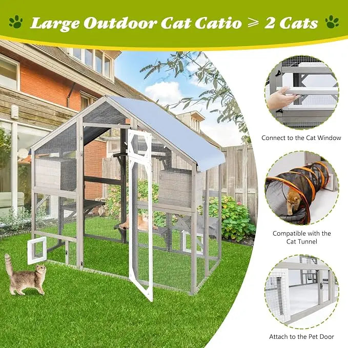 PetsCosset Durable Cat Enclosure Catio With Bridges