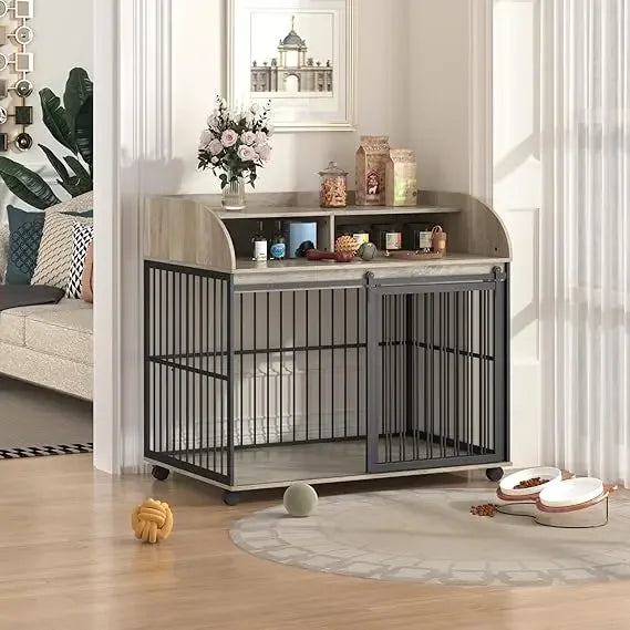 Gap Dog Crate Furniture With Sliding Barn Door End Table Storage Shelf