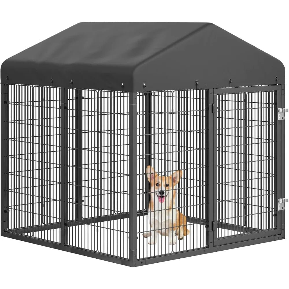 DAFIFY Heavy Duty Outdoor Dog Enclosure With Roof Kennel