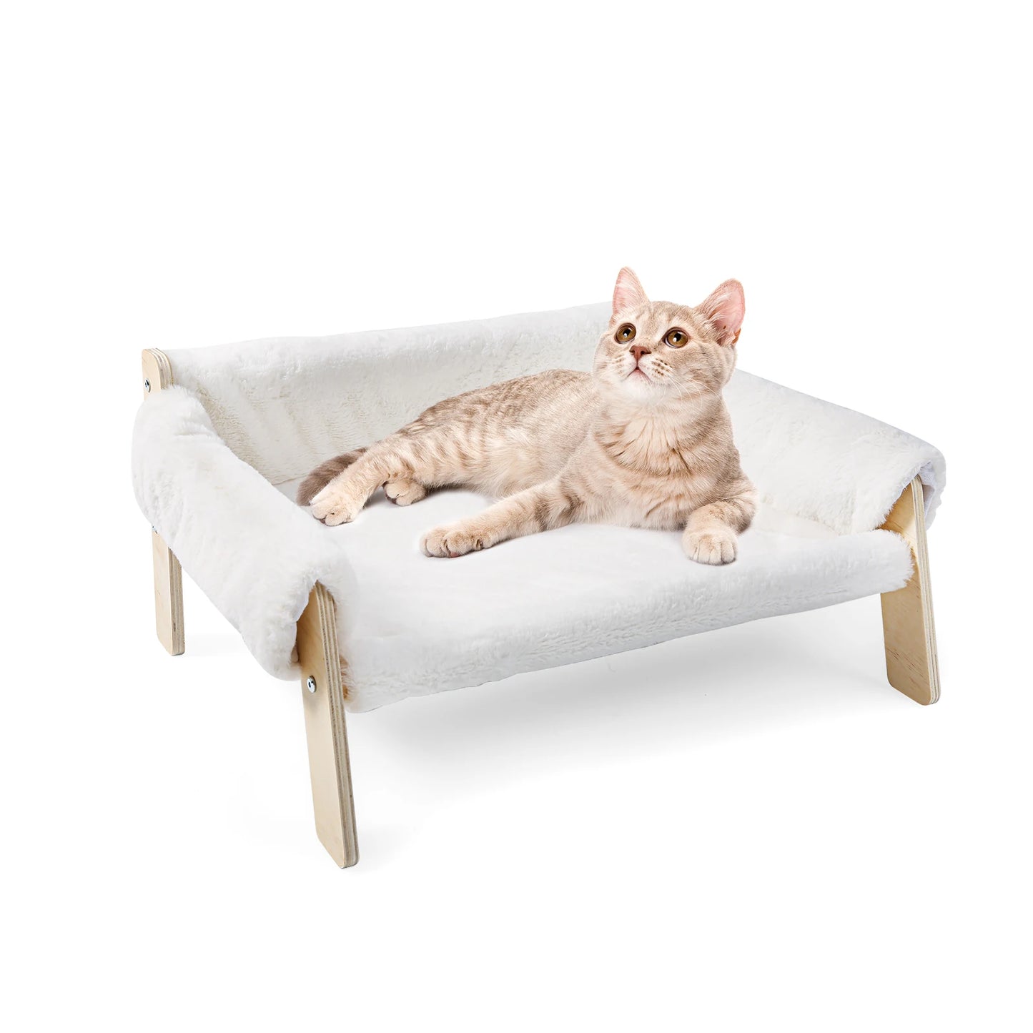 Hunan Cat Bed Raised Wooden Leg Plush Sofa for Cats