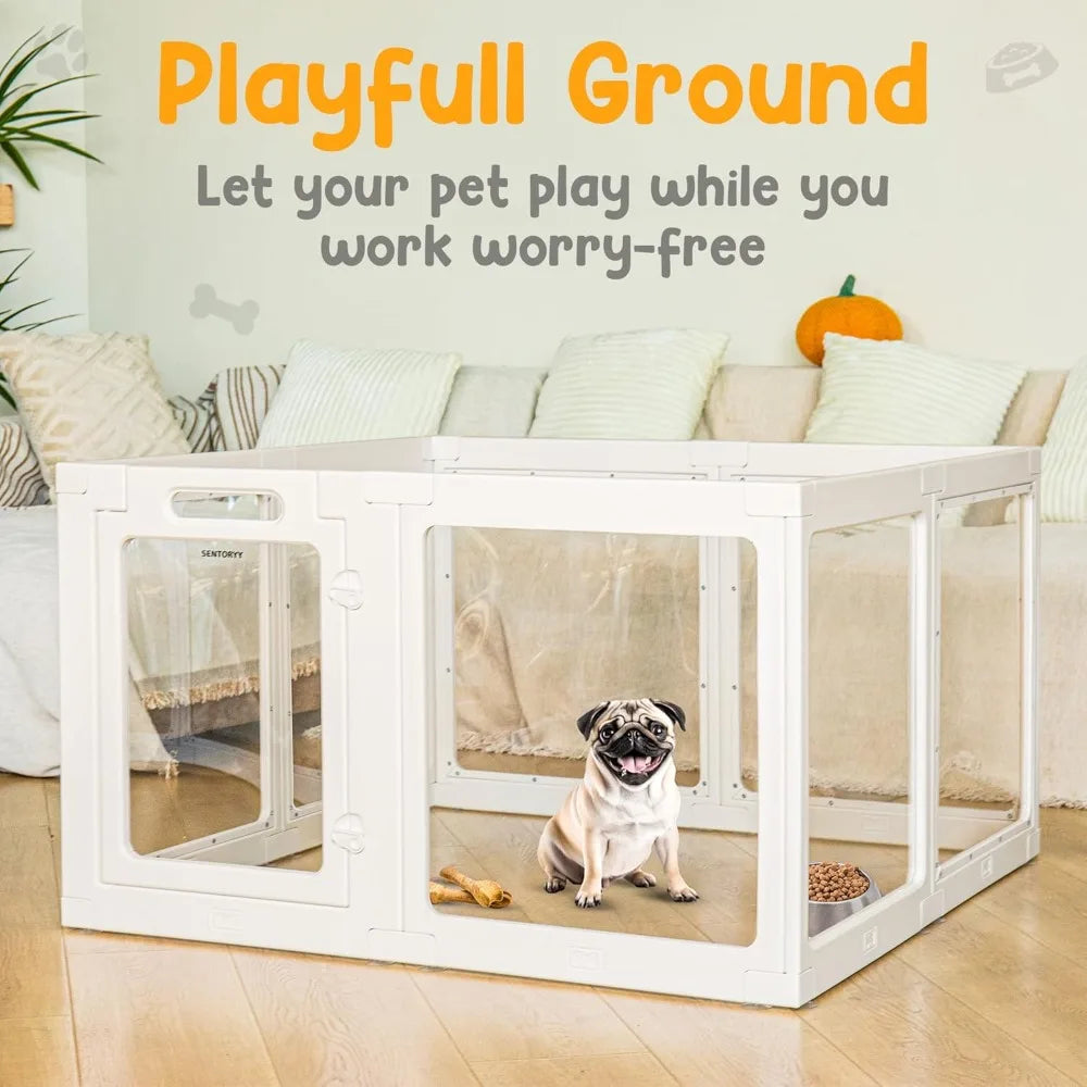 Acrylic Dog Playpen Clear Indoor Puppy Pen With Expandable Panels