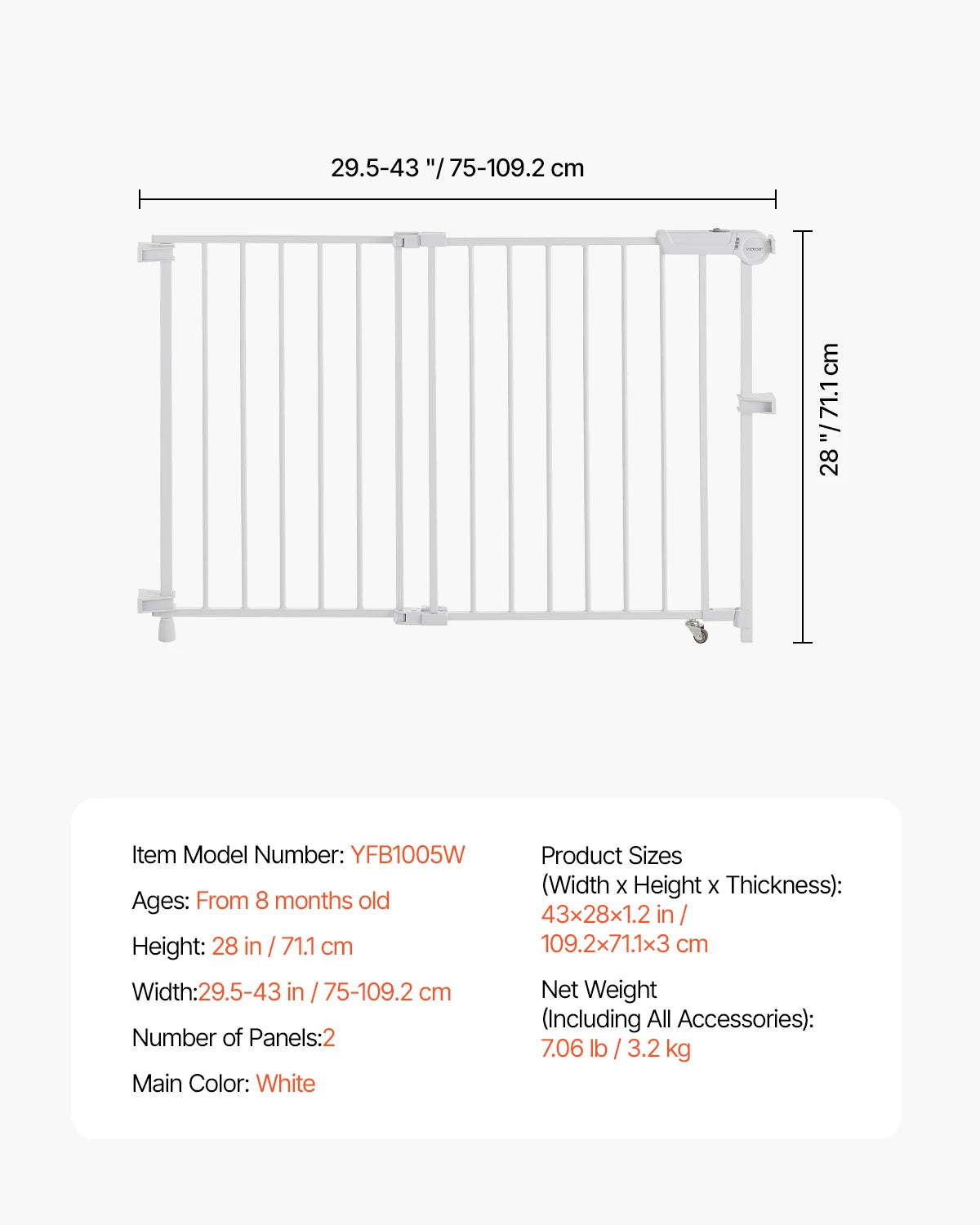 SucceBuy Adjustable Baby Gate Dog Gate With No Threshold Bar