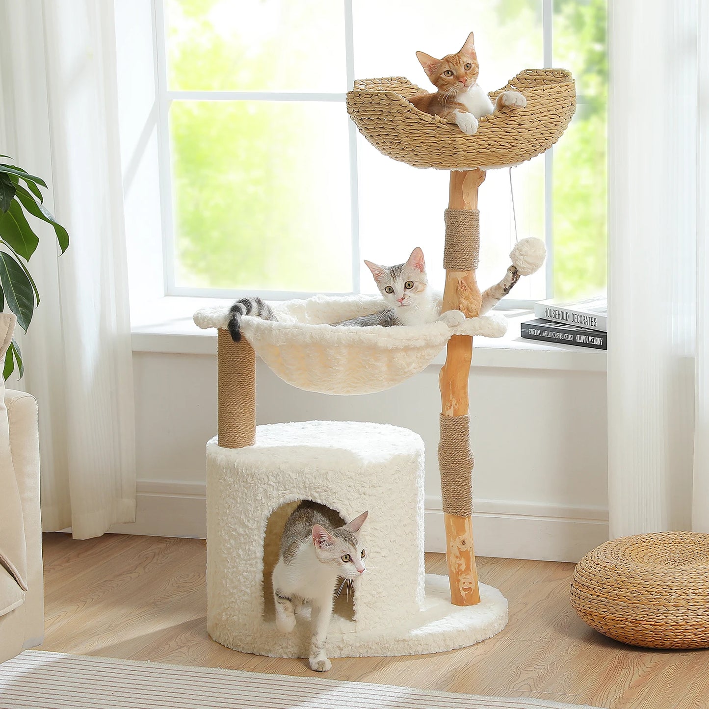 PAWZ Road Modern Cat Tree Tower Indoor Wicker Condo
