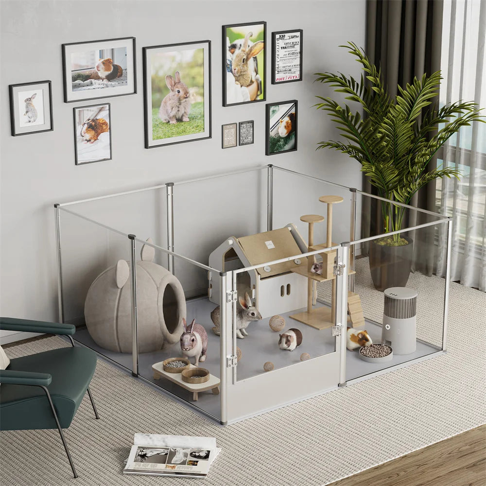 BORWARTH Dog Playpen Acrylic Enclosure With Waterproof Pad