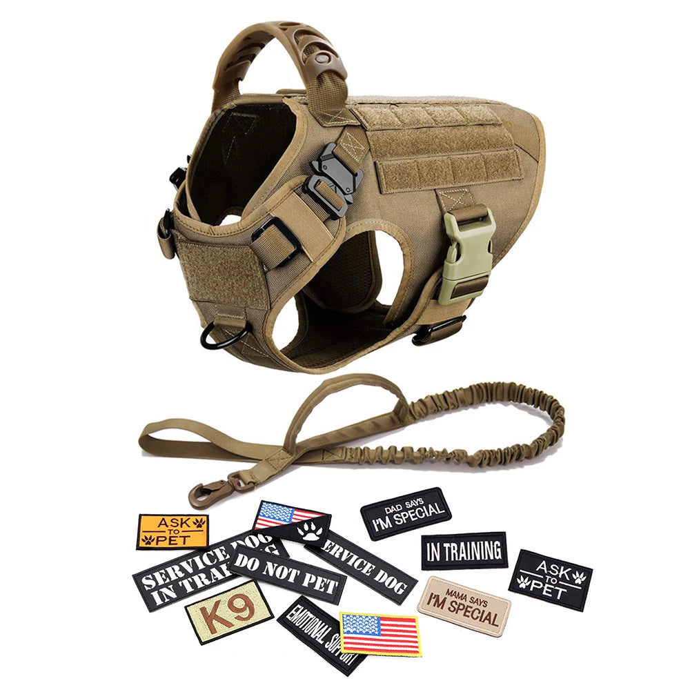 PETRAVELCN Military Dog Harness Vest With Leash And Patches