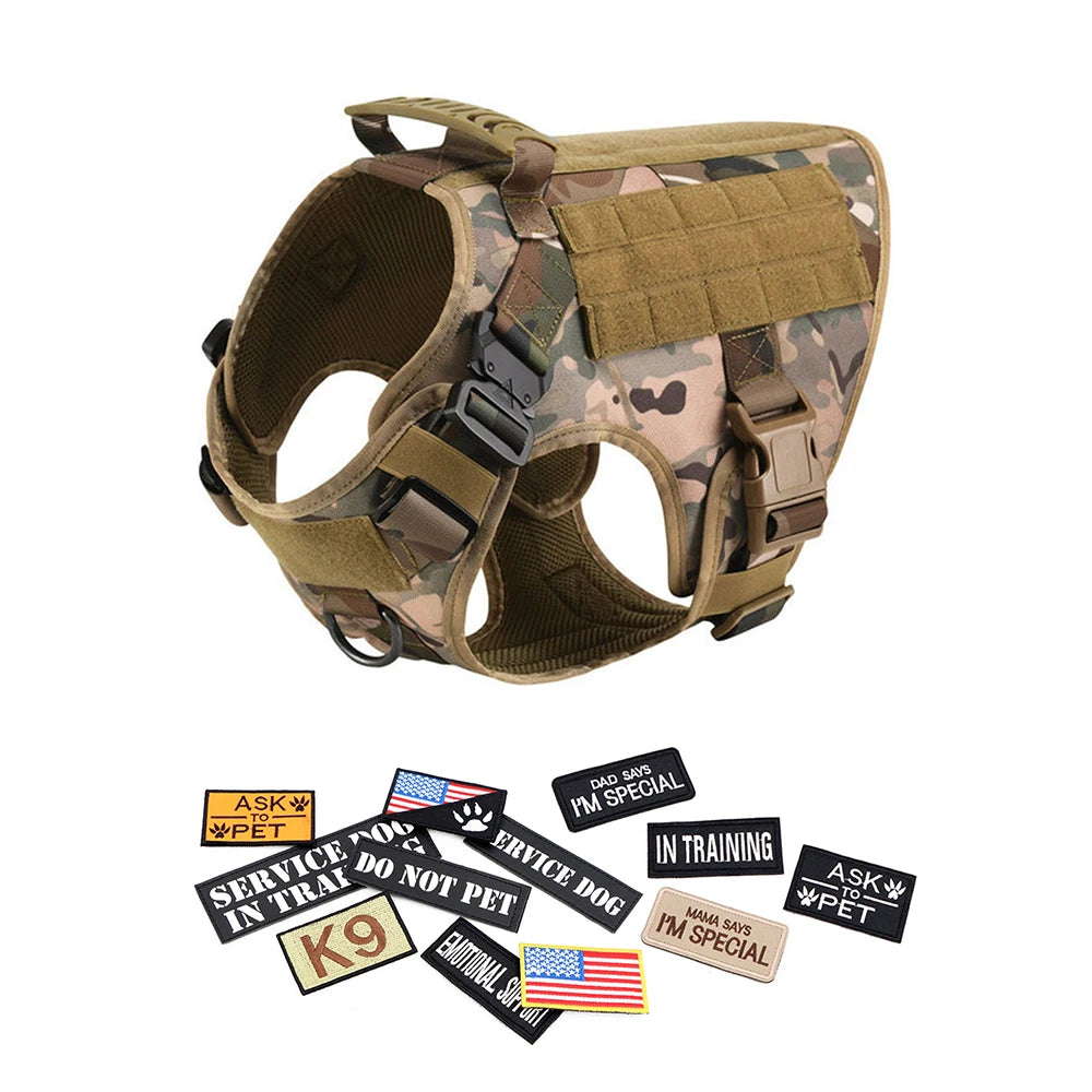 PETRAVELCN Military Dog Harness Vest With Leash And Patches