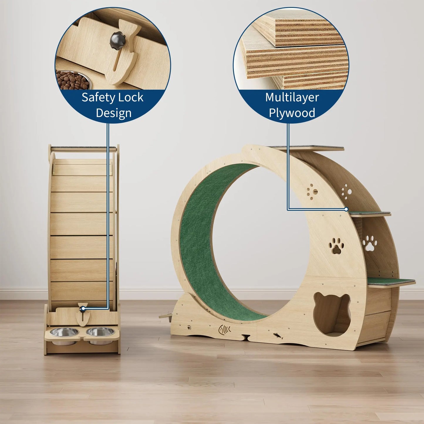 HiMISS 6in1 Cat Treadmill Wheel Exercise Station For Cats