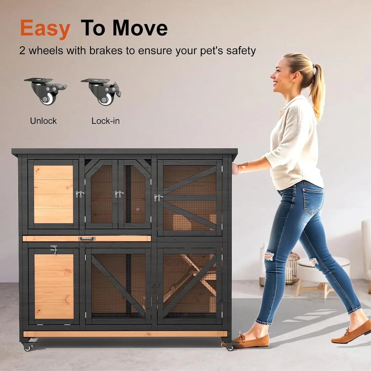 XMSJ Two Story Rabbit Cage For Indoor Outdoor Hutch