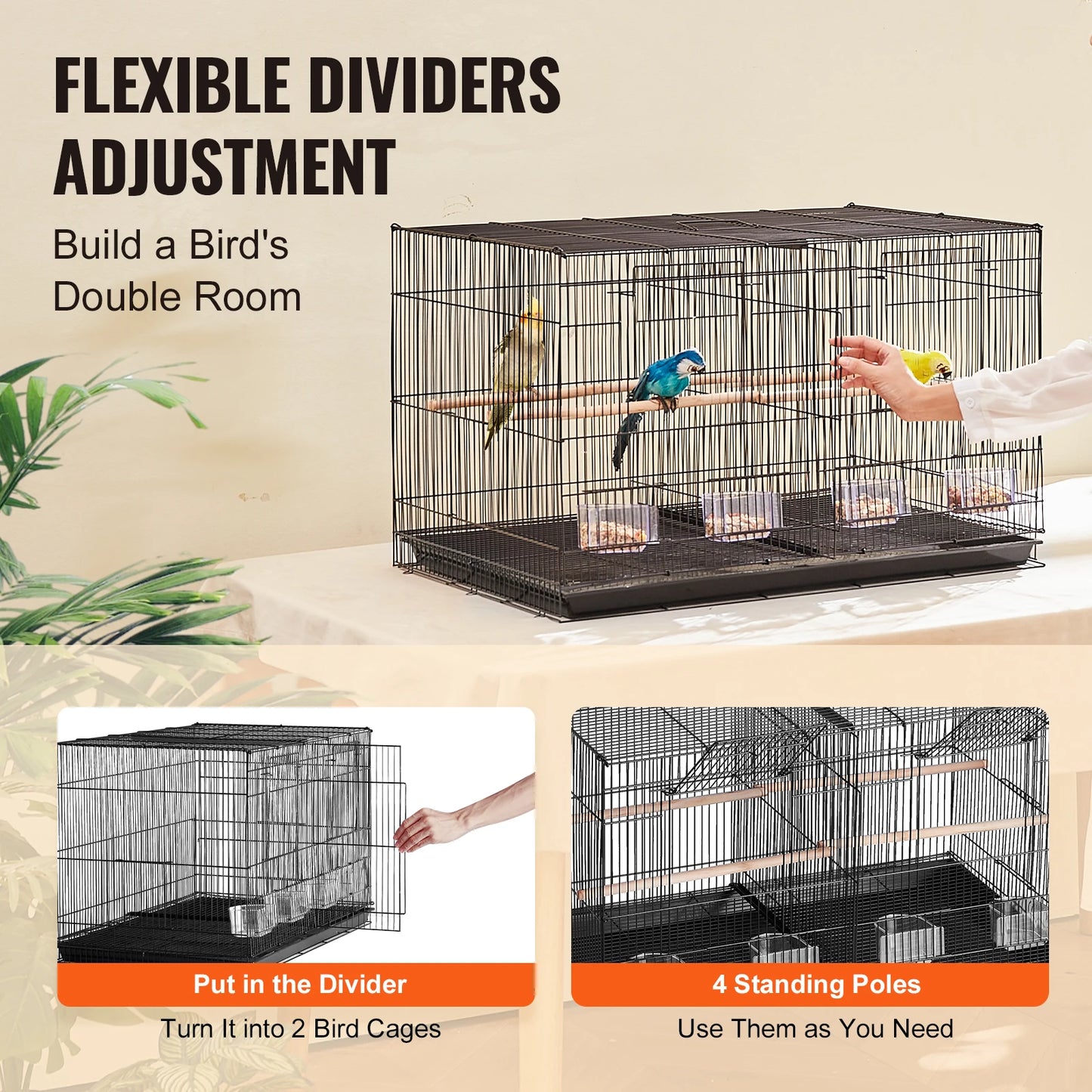 SucceBuy Flight Bird Cage Stackable Divided Small Animal Cage With Handle