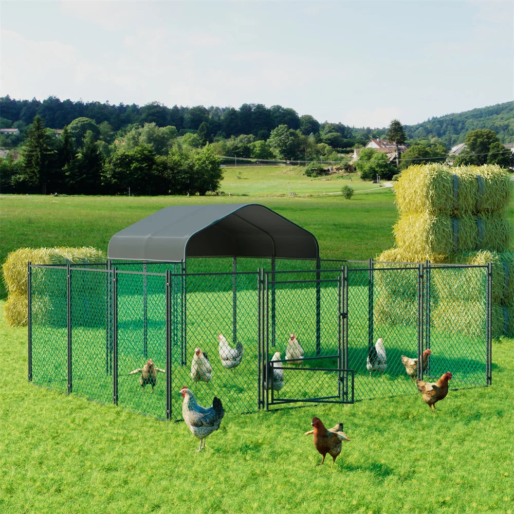 BORWART Walk In Chicken Run Coop With Waterproof UV Cover