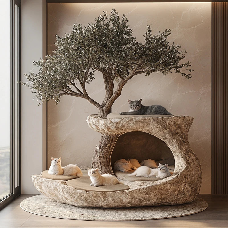 Artificial Plant Cat Climbing Frame Tree House Ornament