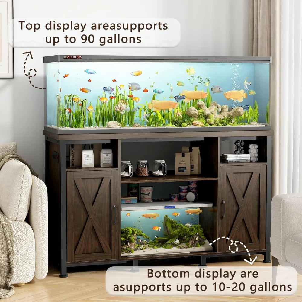Heavy Duty Fish Tank Stand With Cabinet And Power Outlets