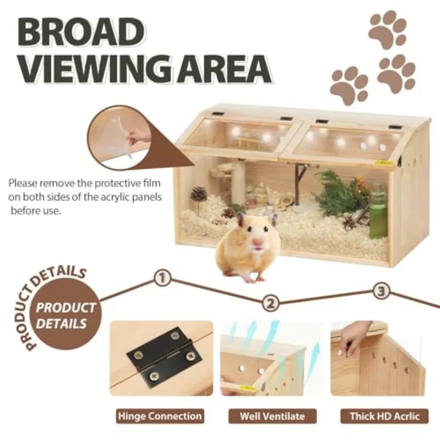 Guangdong Wooden Hamster Cage With Acrylic Window Enclosure