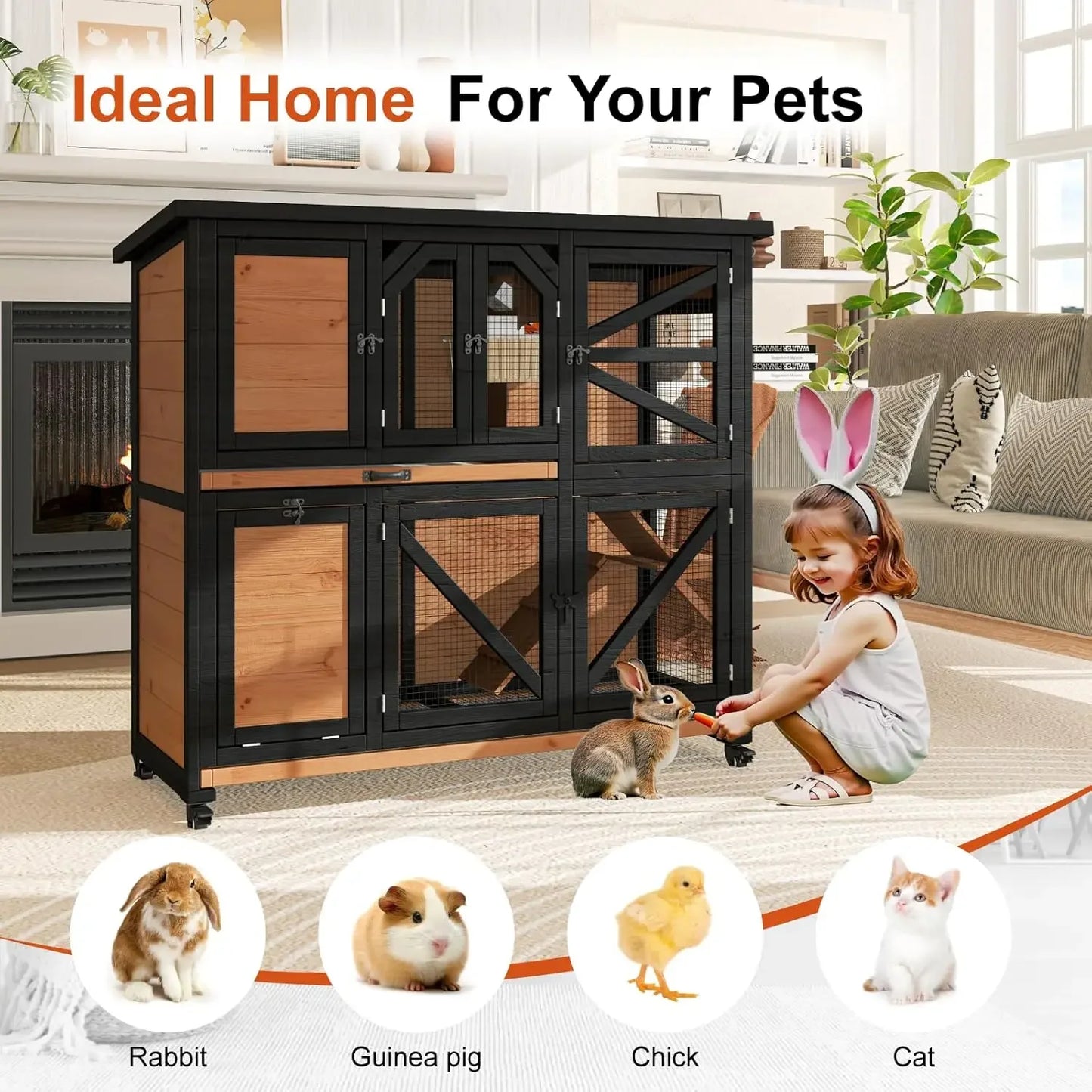 XMSJ Two Story Rabbit Cage For Indoor Outdoor Hutch