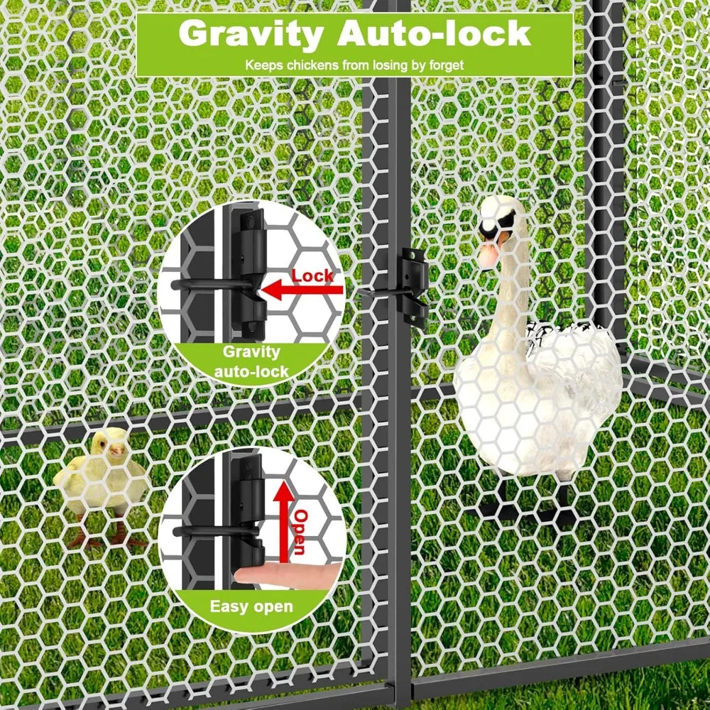 XMSJ Metal Chicken Coop Run With Cover For Outdoor Poultry