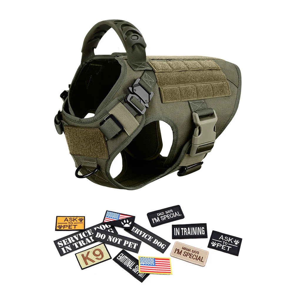 PETRAVELCN Military Dog Harness Vest With Leash And Patches