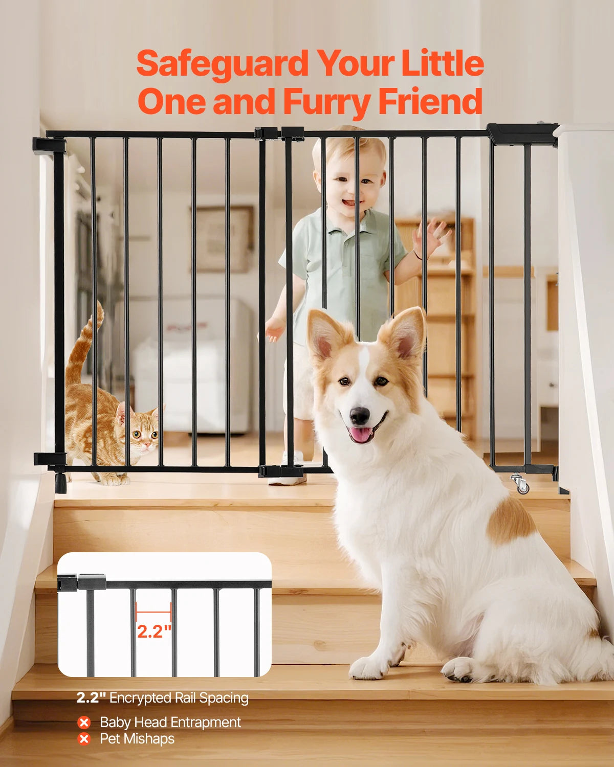 SucceBuy Adjustable Baby Gate Dog Gate With No Threshold Bar