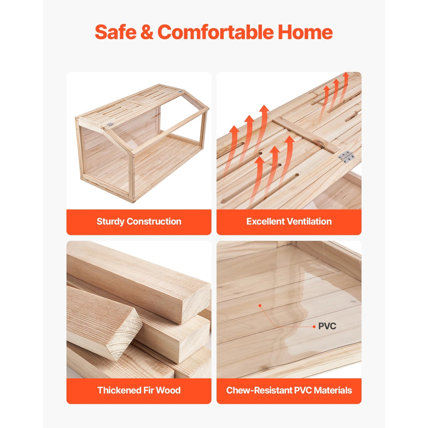 SucceBuy Wooden Hamster Cage 270 Degree Viewing Habitat