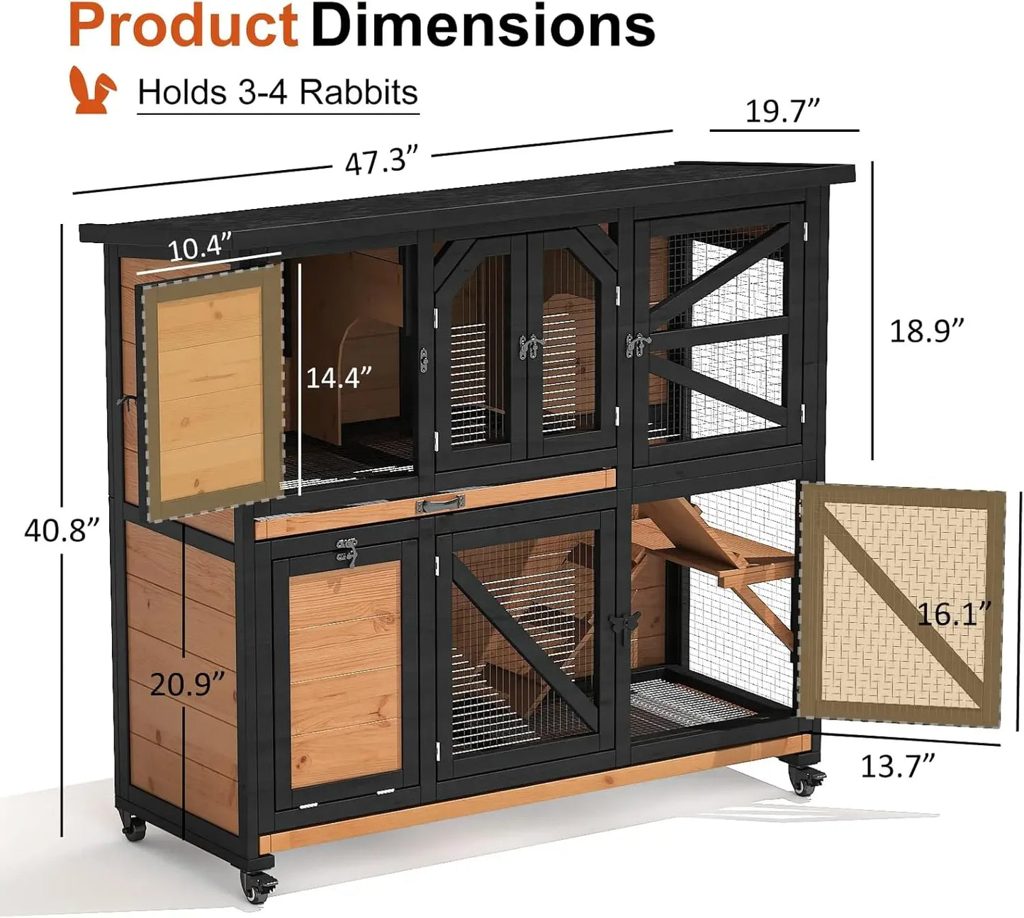 XMSJ Two Story Rabbit Cage For Indoor Outdoor Hutch