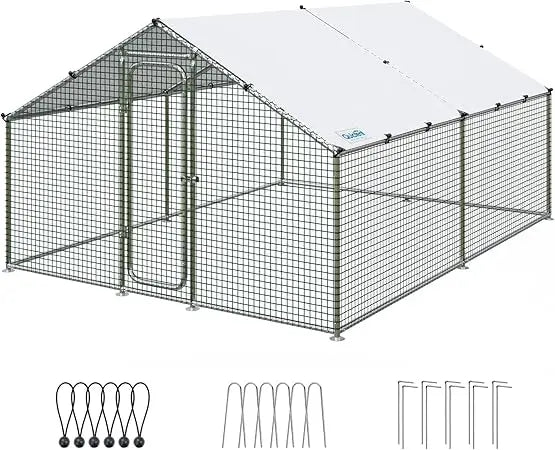 Galvanized Hardware Cloth Chicken Coop Run With Waterproof Roof