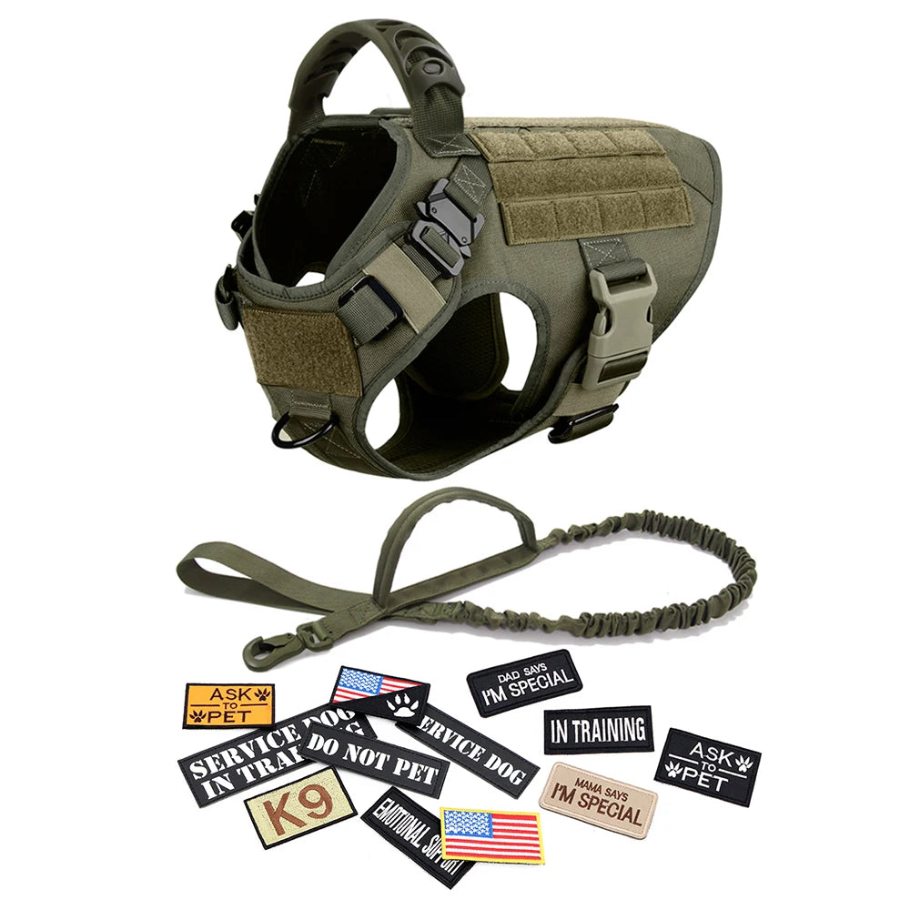 PETRAVELCN Military Dog Harness Vest With Leash And Patches