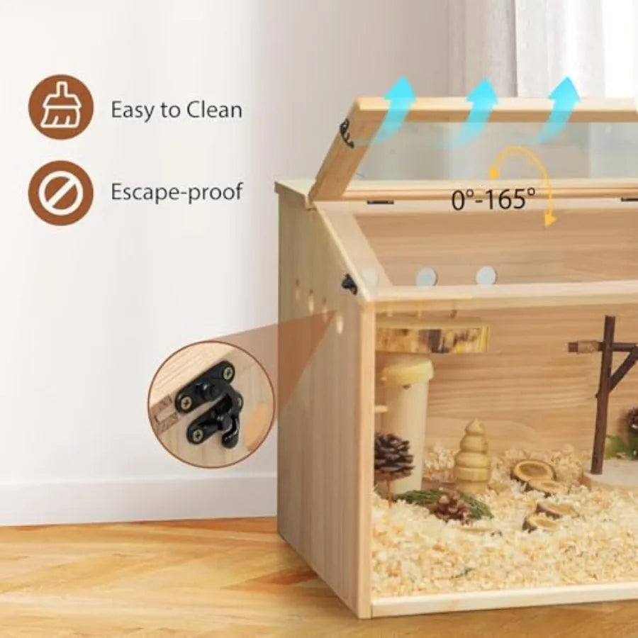 Guangdong Wooden Hamster Cage With Acrylic Window Enclosure