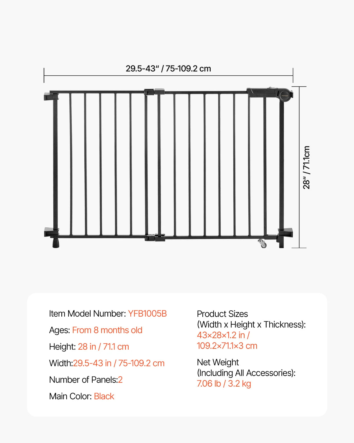 SucceBuy Adjustable Baby Gate Dog Gate With No Threshold Bar