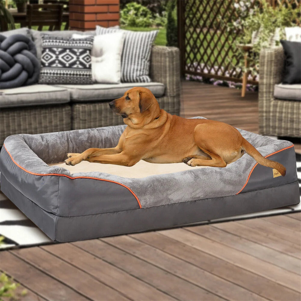Borwart Orthopedic Memory Foam Waterproof Dog Bed With Removable Cover
