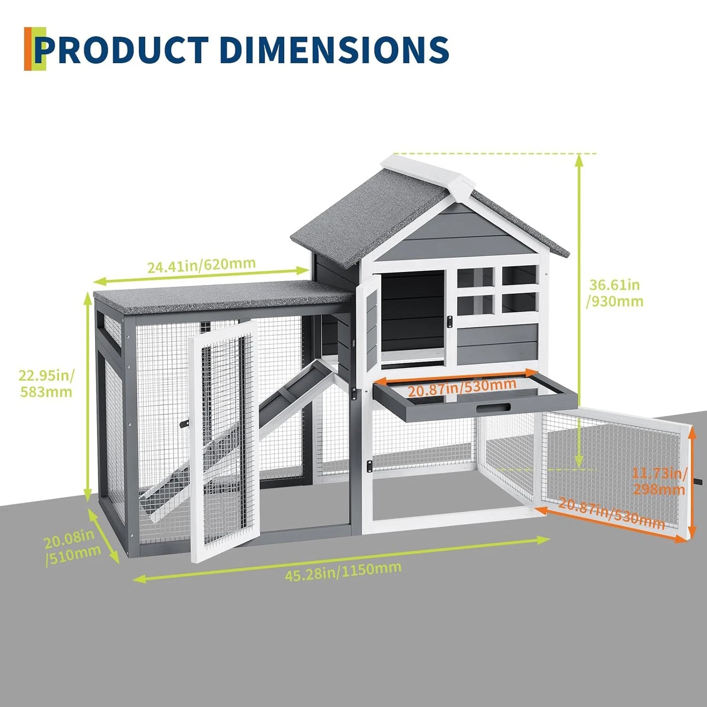 DishyKooker Rabbit Hutch Indoor Outdoor 2 Story Cage With Ramp