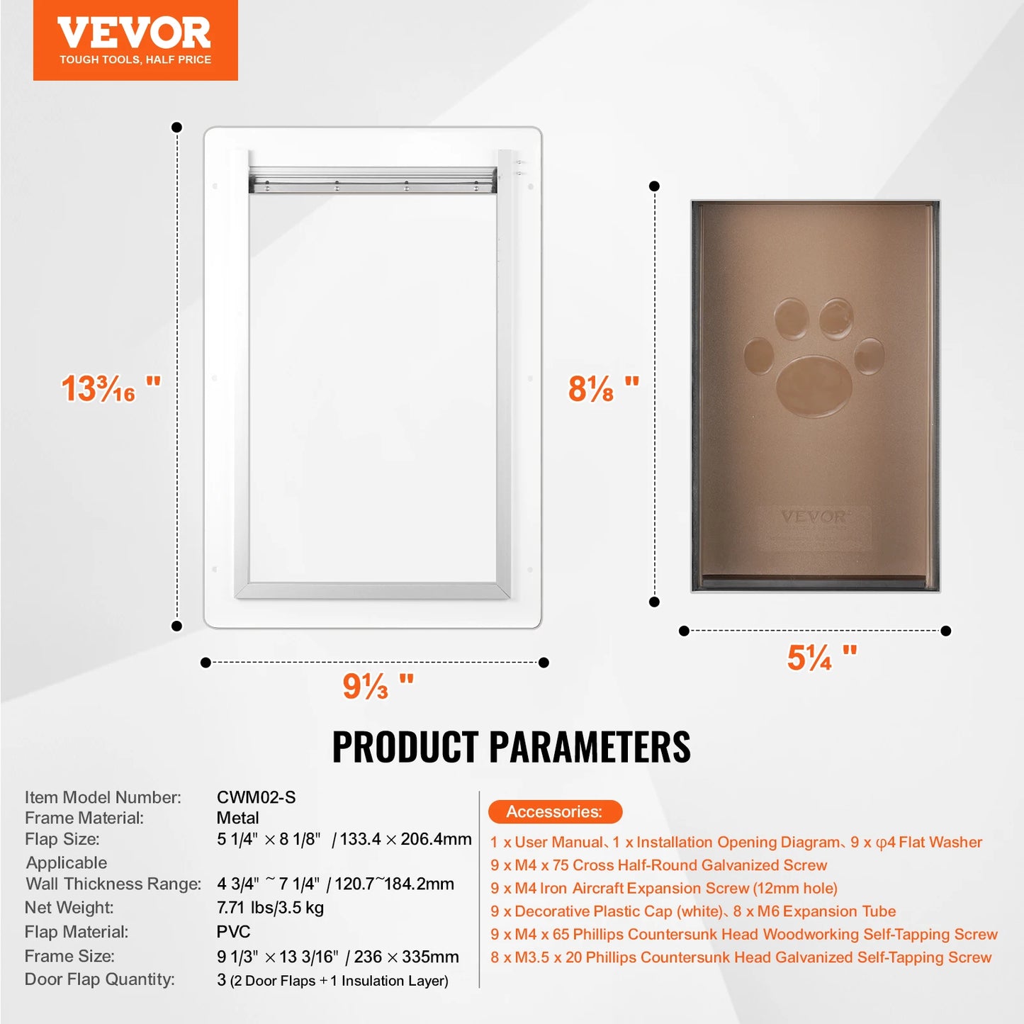 Dog Door Weatherproof Metal Frame Pet Door With 3 Flaps