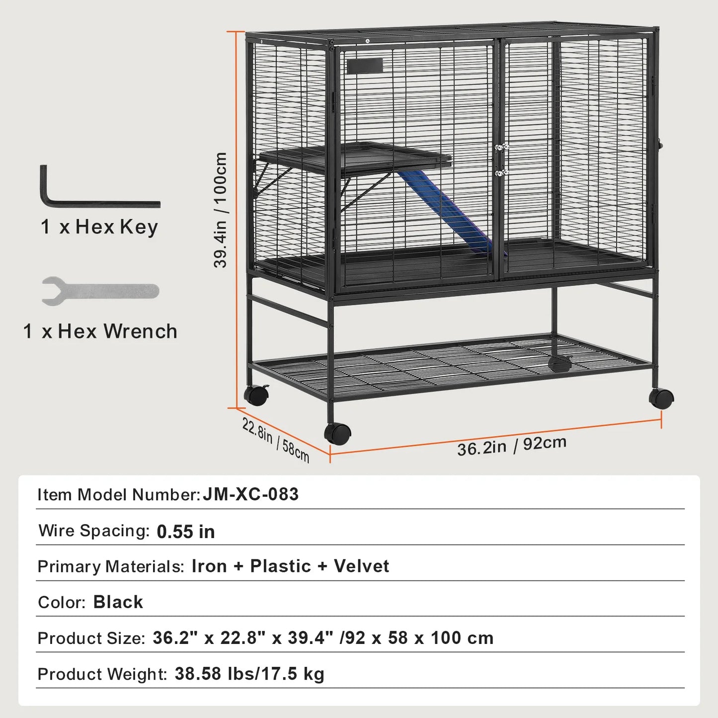 SucceBuy Rolling Metal Ferret Cage 4 Tier Small Animal Cage
