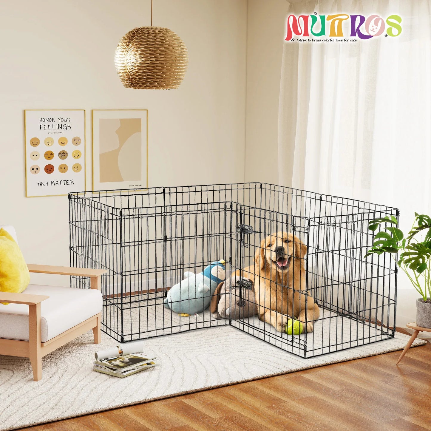 Foldable Metal Dog Playpen For Indoor Outdoor Pets Easy Assemble