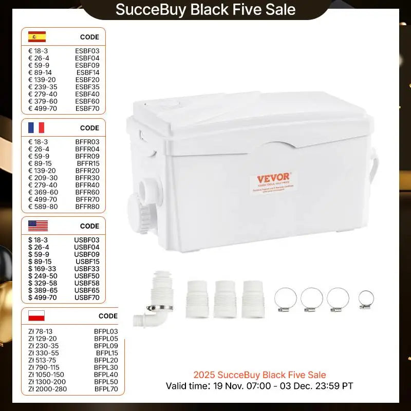 SucceBuy Macerator Pump 350W 6000 LPH Sewage Submersible Pump