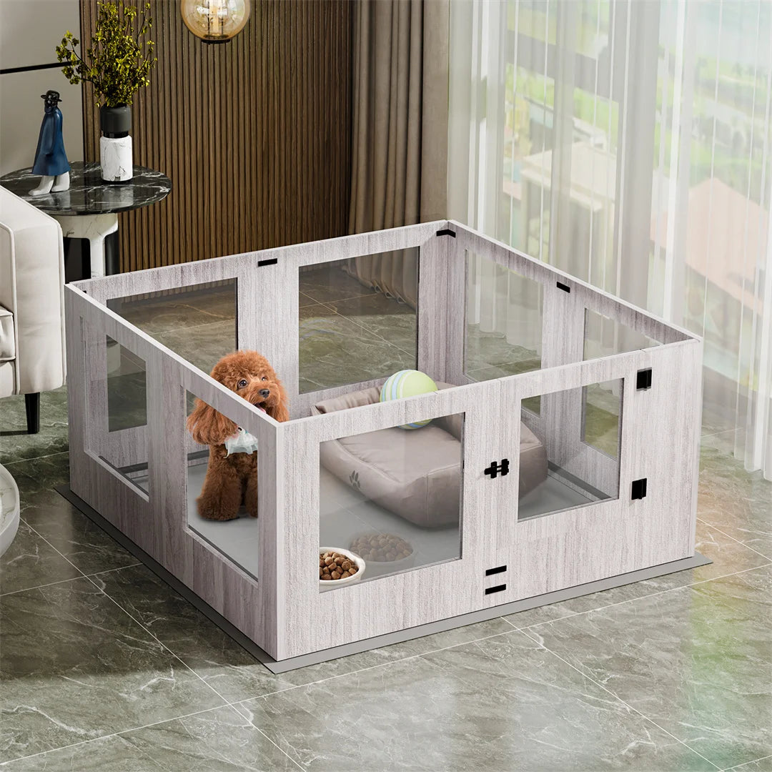 Tempered Glass Pet Whelping Box Waterproof Pad Dog Playpen