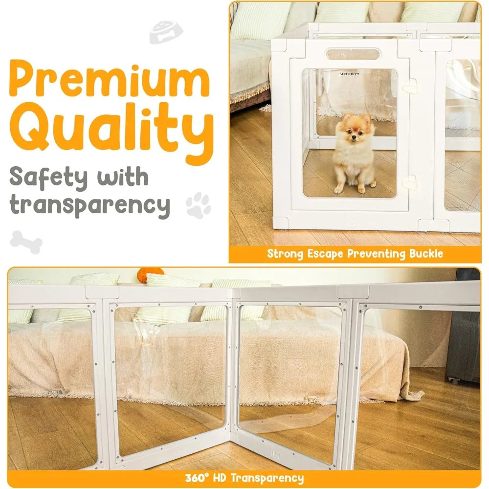 Acrylic Dog Playpen Clear Indoor Puppy Pen With Expandable Panels