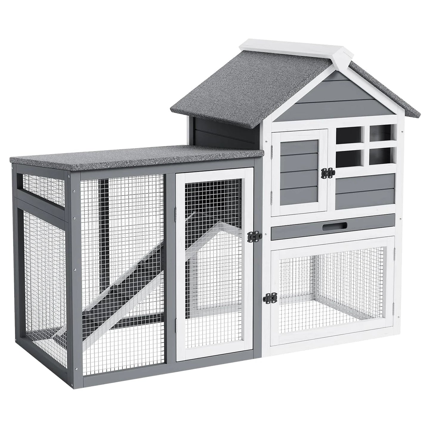 DishyKooker Rabbit Hutch Indoor Outdoor 2 Story Cage With Ramp