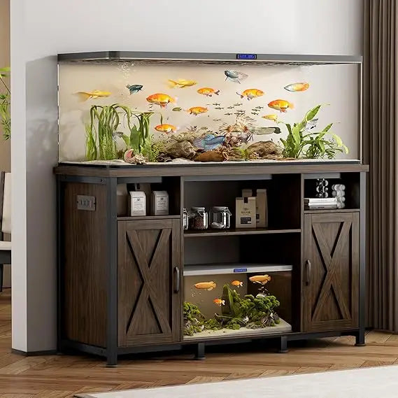 Heavy Duty Fish Tank Stand With Cabinet And Power Outlets