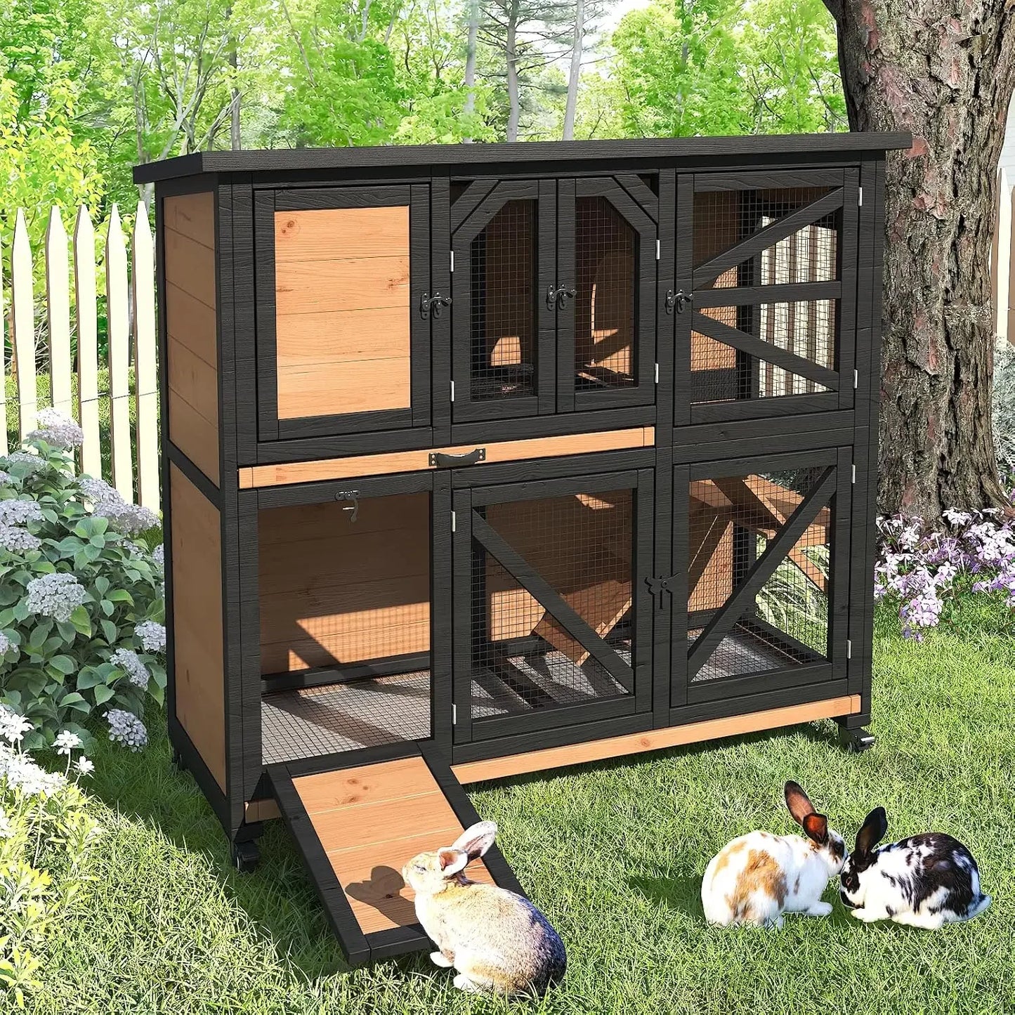 XMSJ Two Story Rabbit Cage For Indoor Outdoor Hutch