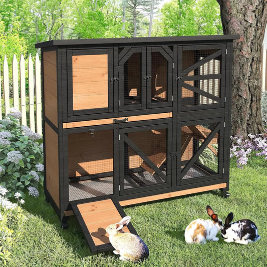 XMSJ Two Story Rabbit Cage For Indoor Outdoor Hutch