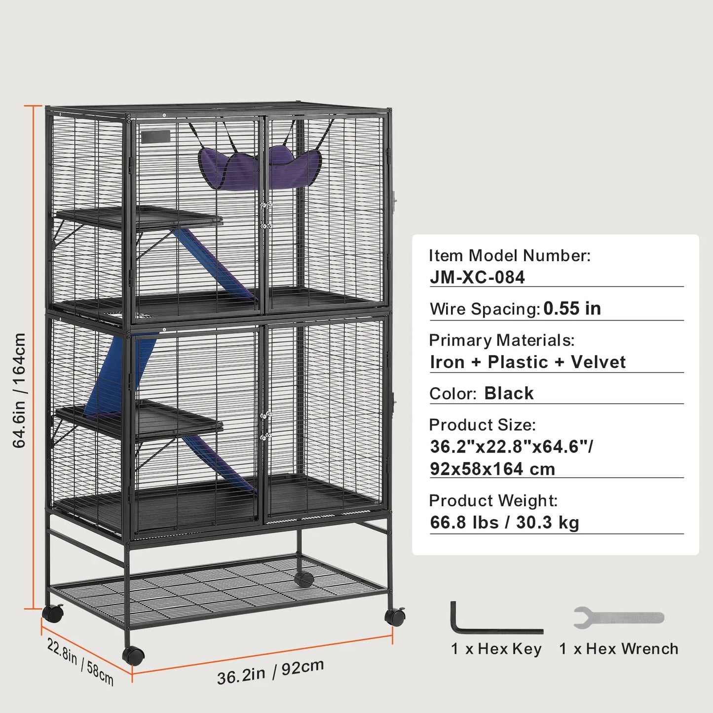 SucceBuy Rolling Metal Ferret Cage 4 Tier Small Animal Cage