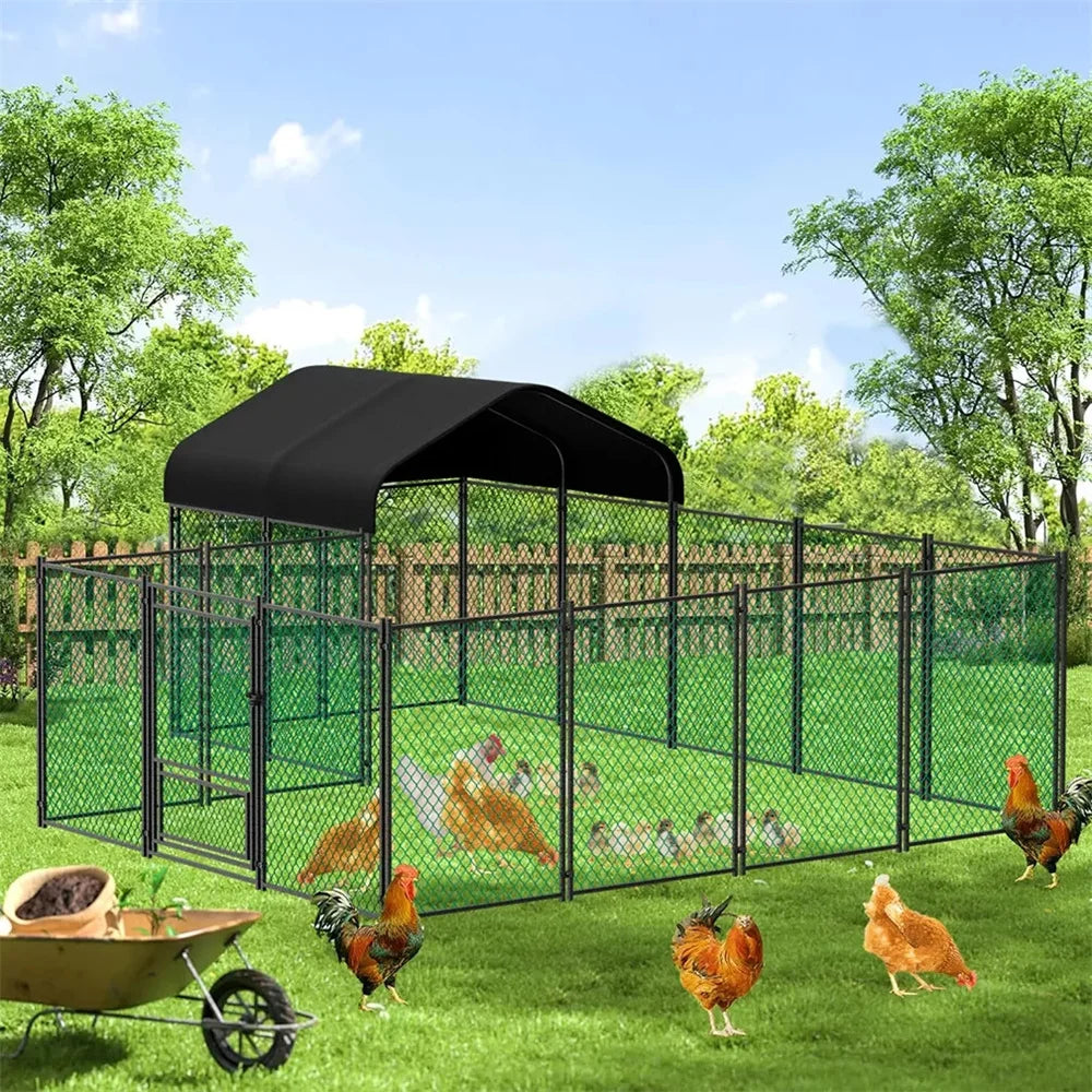 BORWART Walk In Chicken Run Coop With Waterproof UV Cover