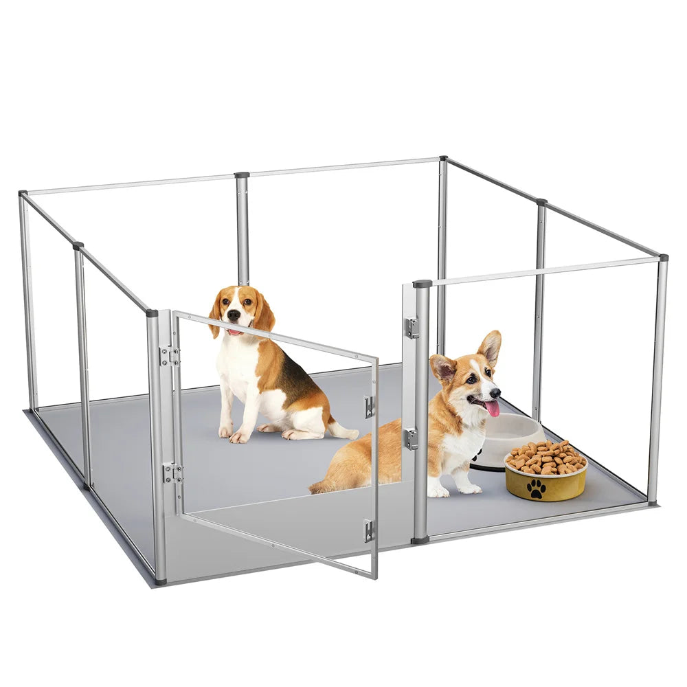 BORWARTH Dog Playpen Acrylic Enclosure With Waterproof Pad